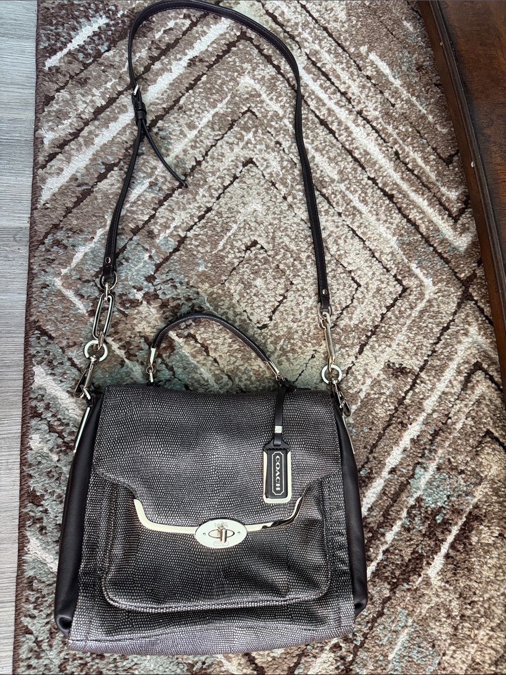 Coach Black Pebbled Convertible Satchel with Silver Hardware